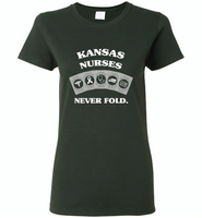 Kansas Nurses Never Fold Play Cards - Gildan Ladies Short Sleeve