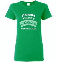 Florida Nurses Never Fold Play Cards - Gildan Ladies Short Sleeve