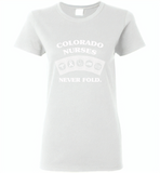 Colorado Nurses Never Fold Play Cards - Gildan Ladies Short Sleeve