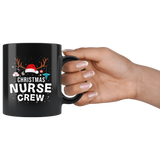Christmas nurse crew Hat Santa claus Reindeer gift funny black coffee mug