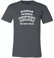 Kansas Nurses Never Fold Play Cards - Canvas Unisex USA Shirt