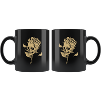 Ew people skull rose flower black coffee mug