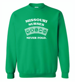Missouri Nurses Never Fold Play Cards - Gildan Crewneck Sweatshirt