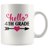 Hello 4th grade back to school white coffee mug
