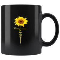 Jesus Sunflower Christian Birthday Occasion Gift Black Coffee Mug