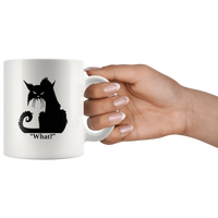 Black cat angry what white coffee mug