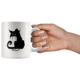 Black cat angry what white coffee mug