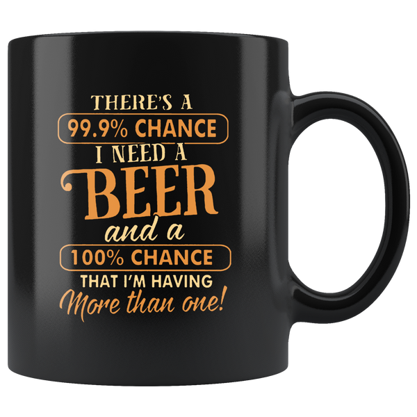 There's a 99,9% chance I need a beer and a 100% chance that I'm having more than one black coffee mug