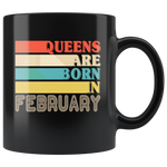 Queens are born in February vintage, birthday black gift coffee mug