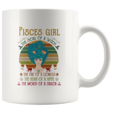 Pisces girl the soul of a witch fire lioness heart hippie mouth sailor white coffee mug