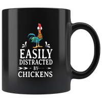 Easily distracted by Hei Hei chickens black gift coffee mug