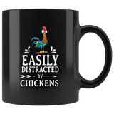 Easily distracted by Hei Hei chickens black gift coffee mug