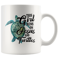 This Girl Runs On Jesus And Turtles White Coffee Mug