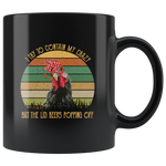 I Try To Contain My Crazy But The Lid Keeps Popping Off Bandana Chicken Vintage Black Coffee Mug