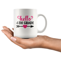 Hello 4th grade back to school white coffee mug
