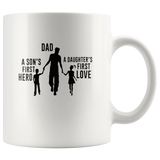 Dad the son's first hero daughter's first love father's day gift white coffee mug