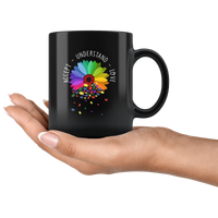 Accept Understand Love Autism Awareness Colorful Daidy Flower Gift For Autistic Kid Mom Women Black Coffee Mug