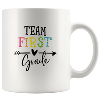 Team first grade back to school white coffee mug