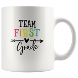 Team first grade back to school white coffee mug