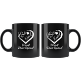 Be Kind Words Don't Rewind Black coffee mug