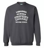 Virginia Nurses Never Fold Play Cards - Gildan Crewneck Sweatshirt
