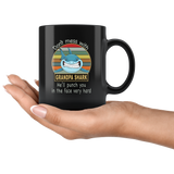 Don't mess with grandpa shark, punch you in your face vintage black gift coffee mug