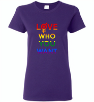 Love who you want lgbt gay pride - Gildan Ladies Short Sleeve