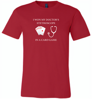 I won my doctor's stethoscope in a card game nurse play card - Canvas Unisex USA Shirt