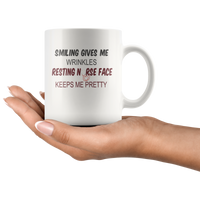 Smiling gives me wrinkles resting nurse face keeps me pretty gift white coffee mugs