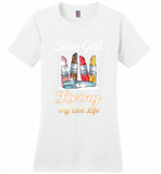 June girl living my best life lipstick birthday - Distric Made Ladies Perfect Weigh Tee