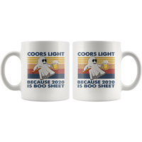 Coors Because 2020 Is Boo Sheet Light Beer Lover Vintage Retro Halloween Gift White Coffee Mug