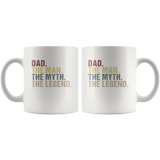 Dad the man the myth the legend vintage, father's day white gift coffee mug