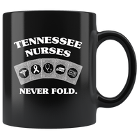 Tennessee Nurses Never Fold Play Cards Black Coffee Mug