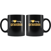 I Love Being Grandma Leopard Glitter Black Coffee Mug