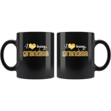 I Love Being Grandma Leopard Glitter Black Coffee Mug