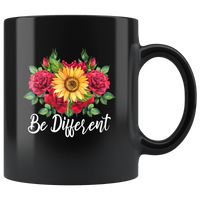 Roses and Sunflower be different black coffee mug