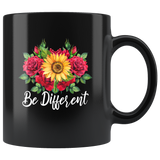 Roses and Sunflower be different black coffee mug
