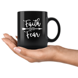 Faith over fear black coffee mug