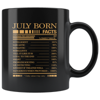 July born facts servings per container, born in July, birthday gift black coffee mug