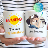 Mom Dad Grandma You Are My Sunshine Personalized Custom Photo Name Fathers Mothers Day Gift From Son Daughter White Coffee Mug
