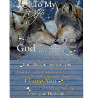 Personalized I Love My Wife Forever Always Once Upon A Time Wolf Couple Valentines Day Gift Blanket From Husband White Fleece Blanket