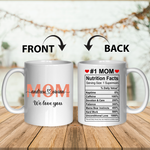 Mom Nutrition Facts Supermom Personalized Custom Name Mothers Day Gift White Coffee Mug