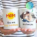 Mom Dad Grandma You Are My Sunshine Personalized Custom Photo Name Fathers Mothers Day Gift From Son Daughter White Coffee Mug