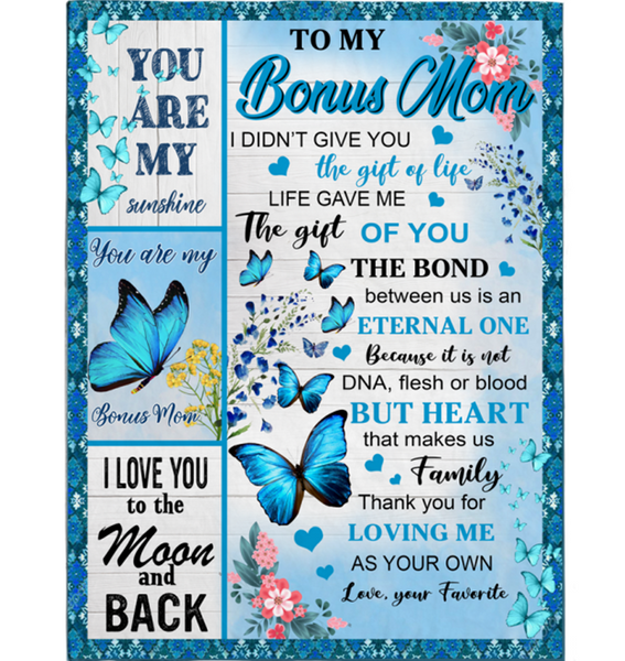 Personalized Custom Bonus Mom Mothers Day Gift Thank You Loving Me Step Mom Gift From Son Daughter Blanket