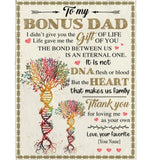 Personalized Custom Bonus Step Dad Not DNA Heart Make Us Family Thank you Fathers Day Gift From Son Daughter Blanket