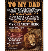 Personalized Custom Dad Fathers Day Gift I Love You Lion Gift From Son Blanket