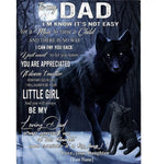 Personalized Custom Dad Not Easy Raise Child I Love You Fathers Day Gift From Daughter Wolf Blanket