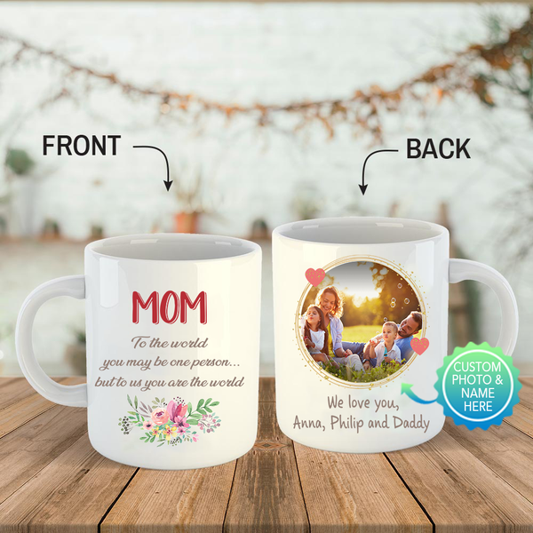 Personalized Custom Photo Name Mom We Love You Mothers Day Gift White Coffee Mug