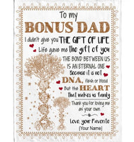 Personalized Custom To Step Bonus Dad Not DNA Heart Make Us Family Thank you Fathers Day Gift Blanket