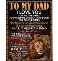 Personalized Dad Father’s Day Gift From Son Custom I Love You Lion Blanket For Dad